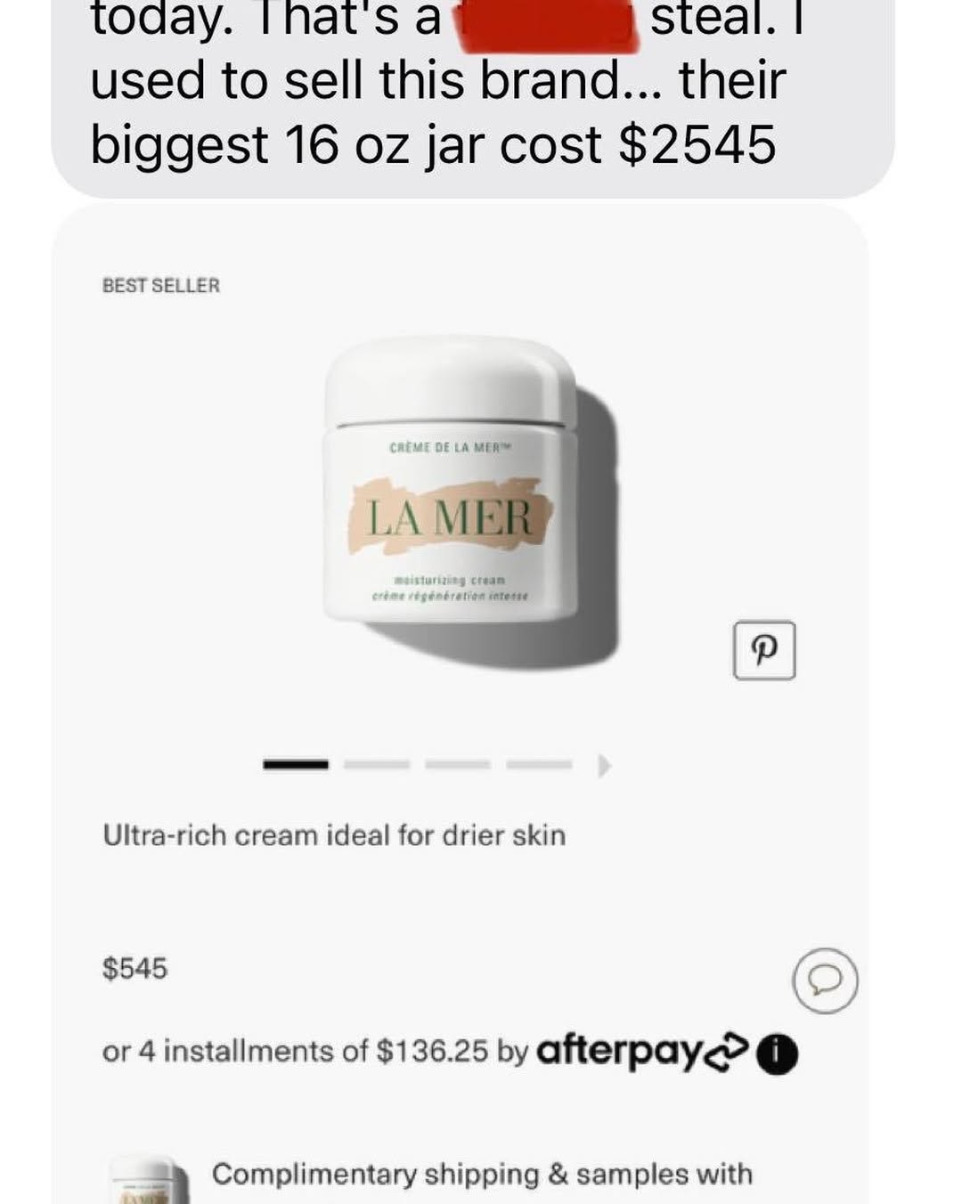 Didn’t even know $550 jars of lotion existed!!! Let alone $2,500 jars!!! People are finding all kinds of bargains today! Wow