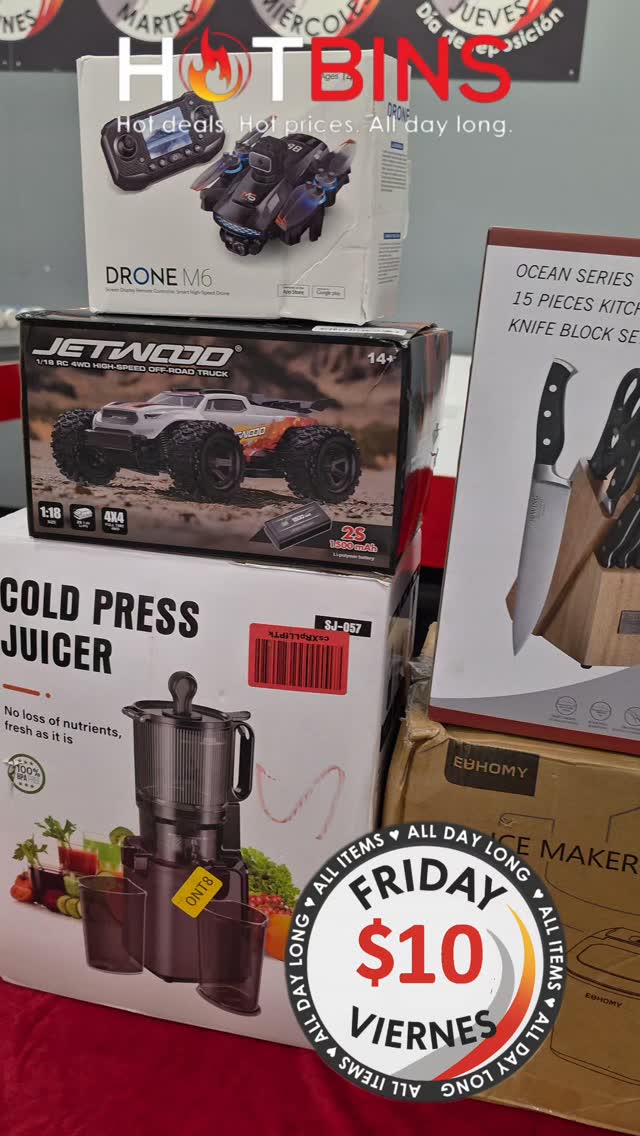 We release fresh merchandise every Friday !! Everything in the Amazon bins is just $10 per item! 
Or LESS
And the best part? Prices drop every single day

Come dig for the best finds, from:
✔️ Electronics
✔️ Home goods
✔️ Home décor
✔️ Kitchen items
✔️ And tons more treasure for a LOW price!

Plus, save up to 50% off liquidated items from Target , costco, and Amazon . 

Open every day .  9am-7pm.  Sunday 10-7. 
Thursday closed. 
Located at 4001 E Busch Blvd Tampa FL . 
Right a cross from Busch Gardens 

¡¡Lanzamos mercancía nueva todos los viernes!! ¡Todo lo que encuentres en los contenedores de Amazon cuesta solo $10 por artículo! O MENOS. ¿Y lo mejor de todo? ¡Los precios bajan cada día! Ven a buscar los mejores hallazgos, incluyendo: ✔️ Electrónica ✔️ Artículos para el hogar ✔️ Decoración del hogar ✔️ Artículos de cocina ✔️ ¡Y muchísimos tesoros más a un precio BAJO! Además, ahorra hasta un 50% en artículos de liquidación de Target, Costco y Amazon. Abrimos todos los días. De 9 a. m. a 7 p. m. Domingos de 10 a. m. a 7 p. m. Jueves cerrado. Ubicados en 4001 E Busch Blvd, Tampa, FL. Justo enfrente de Busch Gardens.