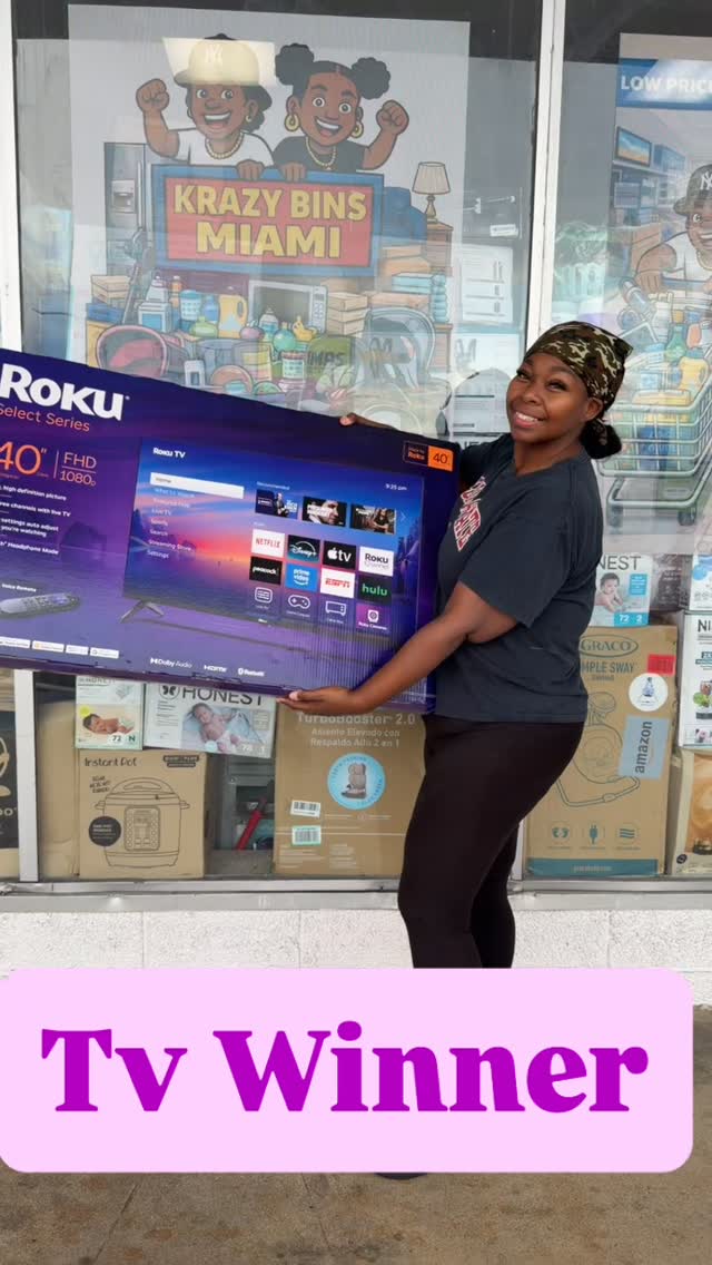Congratulations to our lucky raffle winner who just took home a 40-inch TV! 🙌 Thank you to everyone who came out and shopped with us.

Don’t worry if you didn’t win this time… another raffle is coming soon! 👀

📍 7900 NW 27th Ave, Miami, FL
Come dig through the bins and find amazing deals every week!

#KrazyBinsMiami #RaffleWinner #MiamiDeals #BinStoreFinds #BigWin ComeDigIn