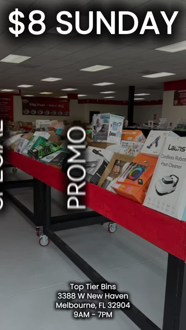 🚨 SUNDAY ONLY 🚨
💥 $8 BIN DAY

🔥 Buy 10 → Get 2 FREE
🔥 Buy 6 → Get 1 FREE

And it only gets BETTER ⬇️
Prices drop all the way to $1 this week

💯 New inventory
💯 Promos every day
💯 Once it’s gone… it’s gone

 #TopTierBins #treasurehunt #brevard #melbourneflorida #palmbay